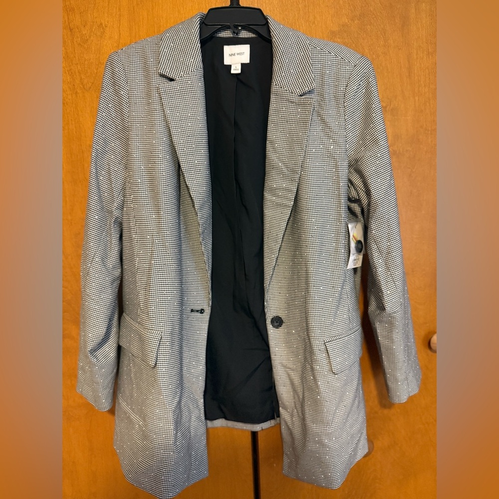 Houndstooth Blazer with Rhinestones